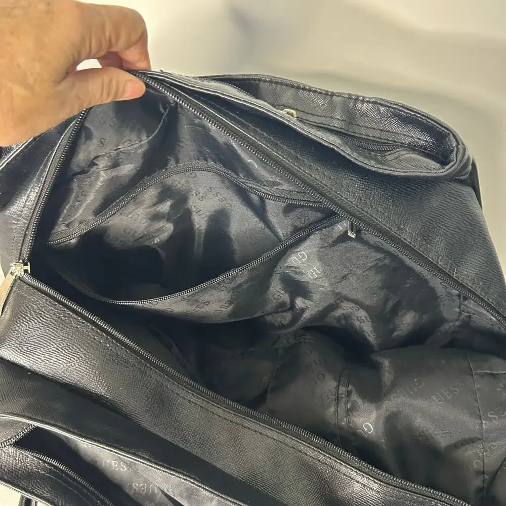 GUESS Black Weekender Travel Tote Overnight Duffel Carry On Shoe Compartment